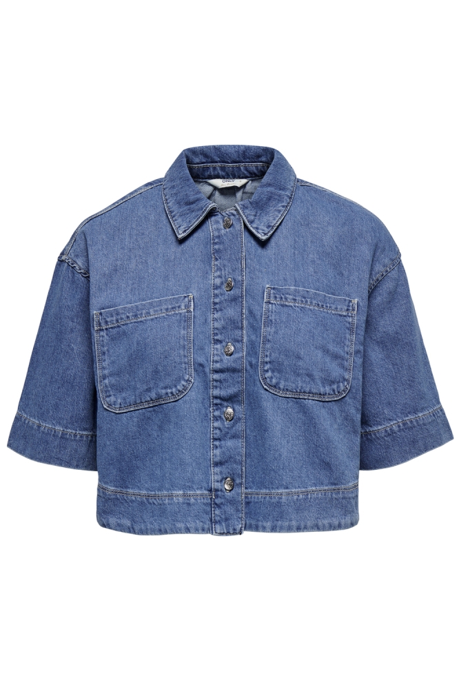 ONLCLEO LIFE SS CROP DNM SHIRT PIM 15248584 Medium Blue Denim